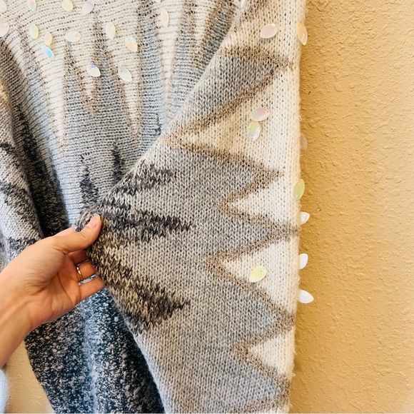 Vintage TJW Chunky Knit Embellished Glitter Knit Wool Blend Sweater Small - Picture 6 of 10